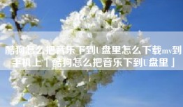 酷狗怎么把音乐下到U盘里怎么下载mv到手机上「酷狗怎么把音乐下到U盘里」